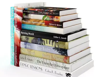 Books Set stack of 3D model shop