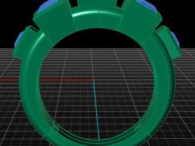 Golden Ring Square Diamonds  3D print model