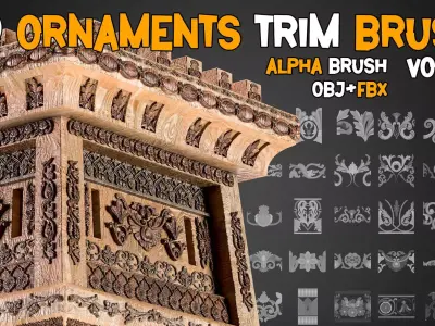 50 Ornaments Trim Brush   Vol 10 Low-poly 3D model