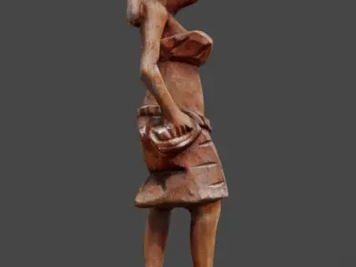 Atilogwu Dancer - Ebony Wood Low-poly 3D model