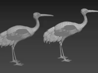 stork sculpture of bird 3D model