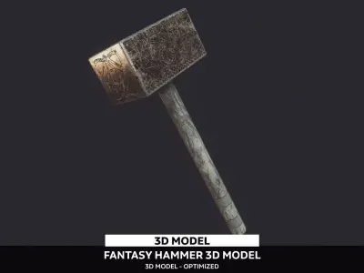 Fantasy Hammer Low-poly 3D model