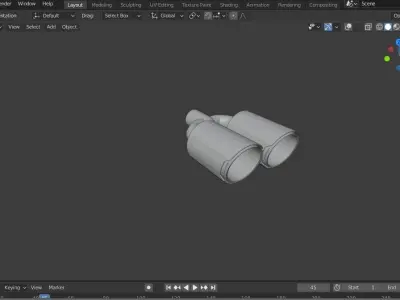 Dual Carbon Exhaust Pipe for Tuned Cars Low-poly 3D model