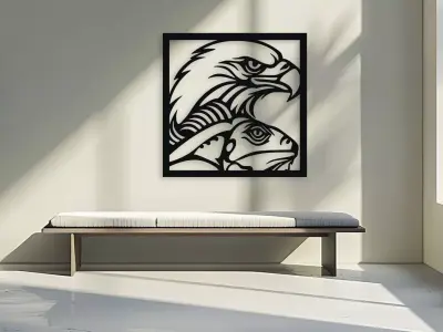 Eagle and Reptile Stencil Wall Art  3D model