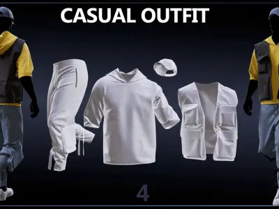 5 Casual Outfit Set For Men 3D print model