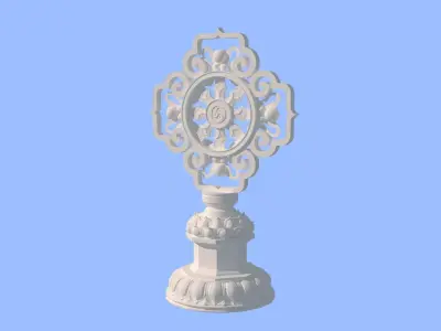 Southeast Asian Dharma Wheel Ornament 3D Model 3D model
