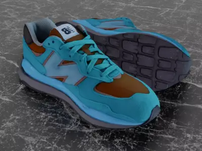 NEW BALANCE 3D SHOES - TURQUOISE - BROWN Low-poly 3D model