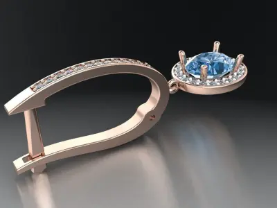 oval diamond earring  455 3D print model