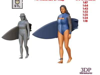 N4 SURFER WITH SURFBOARD IS WALKING 3D print model