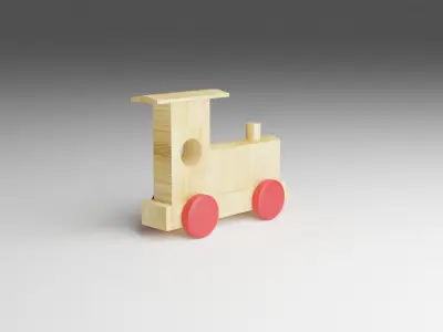 Wood Toy Train Low-poly 3D model