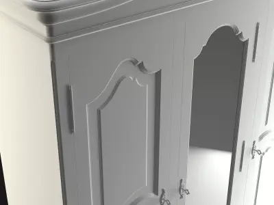 Antique-Style Three-Door Armoire 3D model