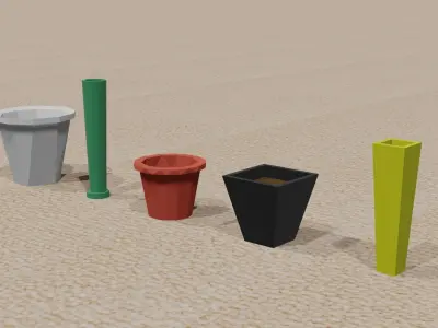 Low-Poly Plant Pots Vol 1 Free low-poly 3D model