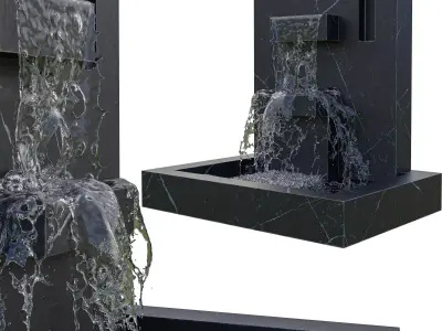 Modern Black Fountain Low-poly 3D model