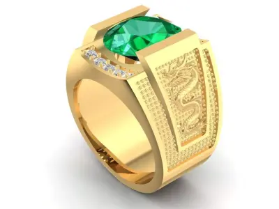 LUXURY DIAMOND RING  WITH DRAGON FOR MEN 1023 3D print model