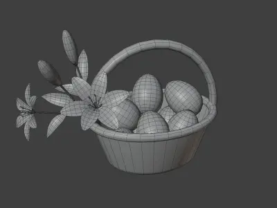 Easter Basket 3D Model Low-poly 3D model