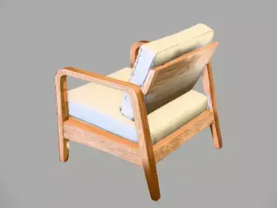 Minimalist Wooden Armchair 3D Model Modern Furniture Free low-poly 3D model