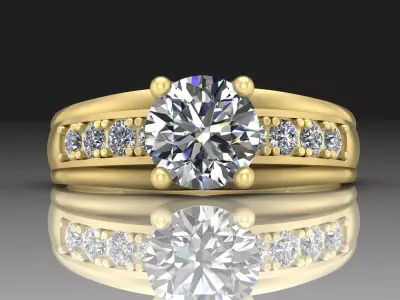 Fashion ring with diamonds 3D print model