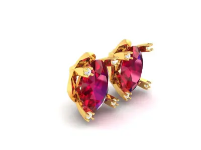 Oval Diamond Earrings 3D print model