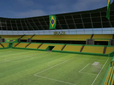 Brazil Football Stadium and Interiors Low-poly 3D model