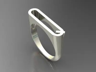 alphabet ring letter Q 3D print model