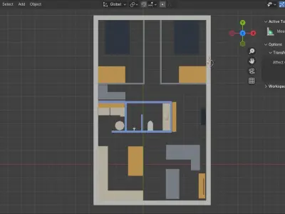 24x40 Low Poly House - 2 bedroom 1 bathroom - 960 sq ft -  Low-poly 3D model