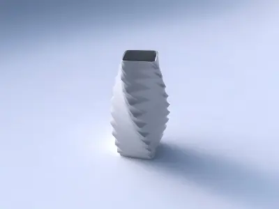 Vase twisted quadratic with sections and twisted lines 3D print model