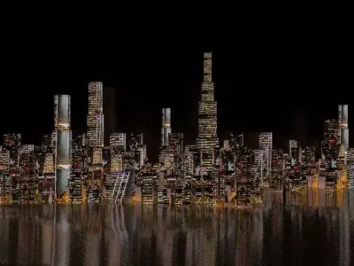 City scene at night cityscape 3D model