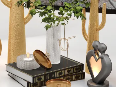 Decor Set No2 - by Metal Saguaro Cactus Sculpture 3D model