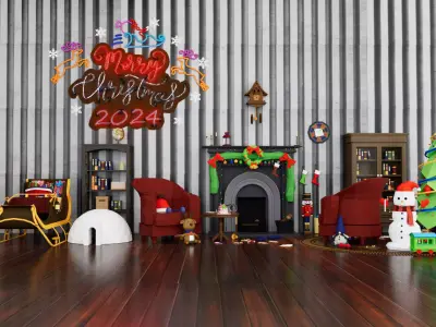 80 Christmas Decoration Pack Low-poly 3D model