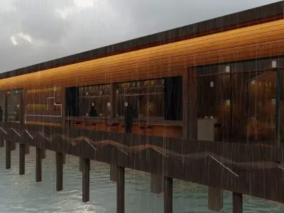 water side bar on bridge Free 3D model