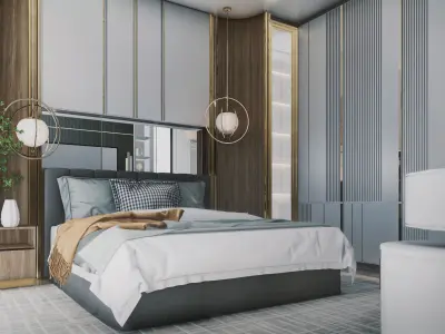 Hill House Interior Scene Bed Room Modern Interior Design 3D model