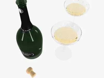 Grand Siecle Champagne with glasses 3D model