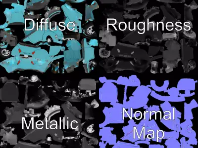 Aqua Beetle Convertible model pack Low-poly 3D model