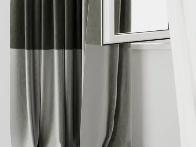 curtains green when open window 06 HBH Low-poly 3D model