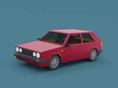  Stylized Cartoon Euro Hatchback Car  Low-poly 3D model