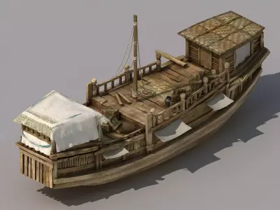 Game Transportation - Large wooden boat 2704 3D model