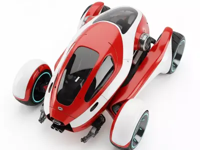 Futuristic Open Wheel Concept Roadster Trike Low-poly 3D model