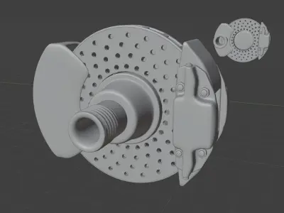 Vintage Race Car Brake With Optional Cooling Duct 3D model