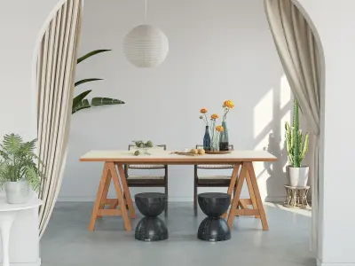 Industrial Living Interior scene  3D model