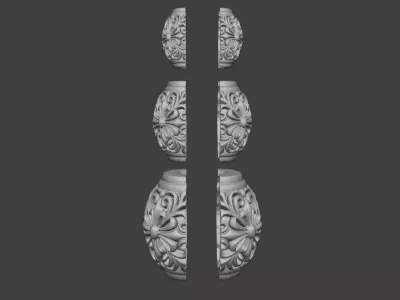 Decorative Silver Bead  Half Cut for Casting 3D print model