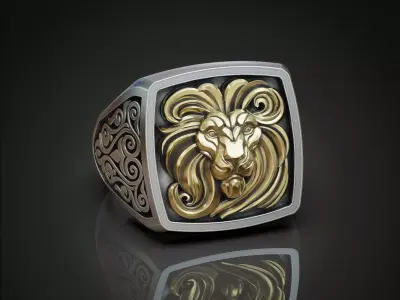 Lion Head Signet Ring   3D print model