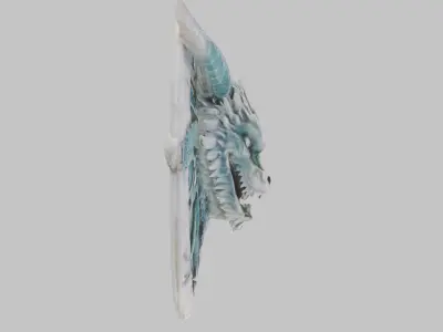 Low-Poly Intricate Wooden Marble Dragon Head Wall Mount Low-poly 3D model