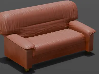 Leather Sofa 3D Model  Low-poly 3D model