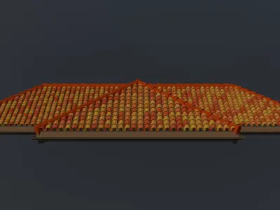 Hip roof with clay tiles 2301 3D model