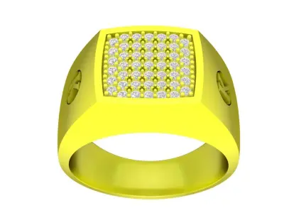 Square Pave Diamond Ring for Men 3D Jewelry Model 4534 3D print model