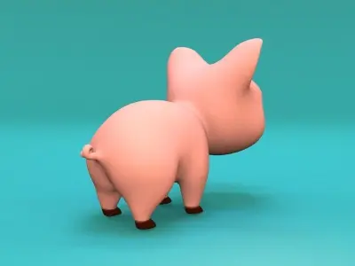 cartoon little pig Low-poly 3D model