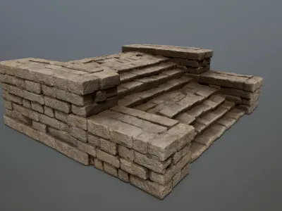 Ruin Stairs Low-poly 3D model