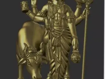 Lord Dattatreya with Cow 3D print model