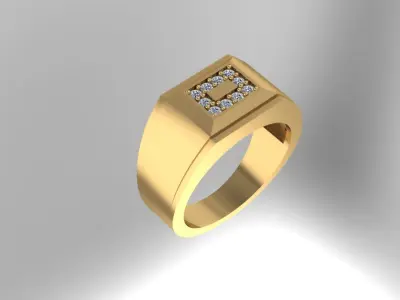 Man Ring with diamonds 3D print model