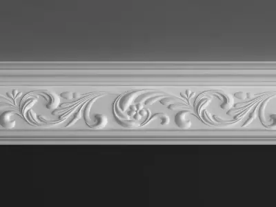 Cornice Moulding 3D Model with Floral Elements 3D model